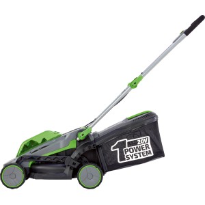 LUX-TOOLS 20 V Akku-Rasenmäher mit Fangkorb, Akku und Ladegerät.