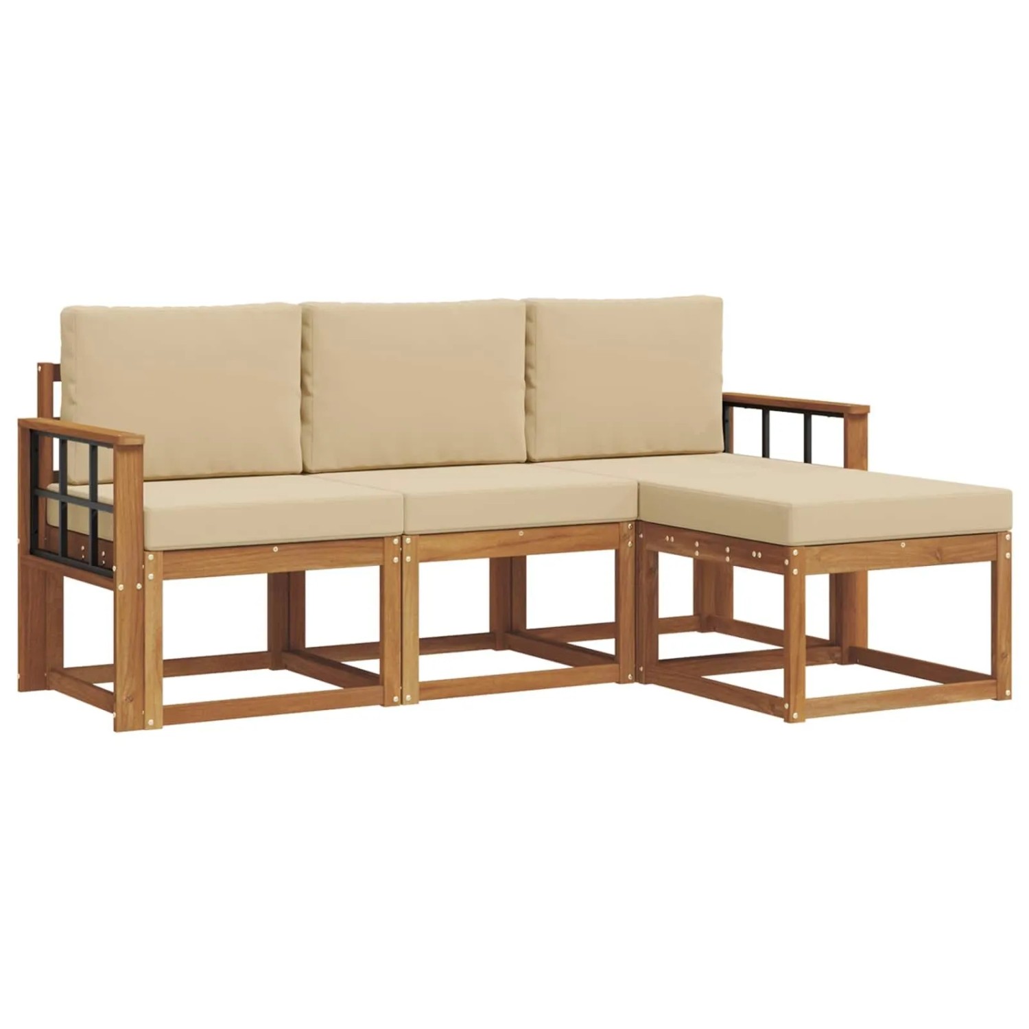 vidaXL Outdoor-Sofagarnitur mit Kissen 4 Stk Natur und Beige 3366231