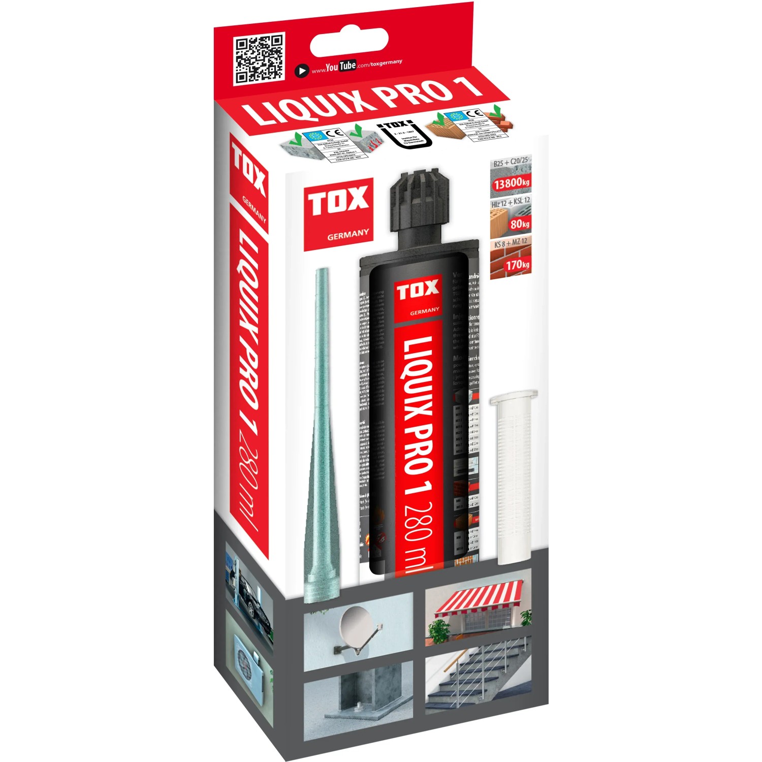 Tox Liquix Pro 1 Verbundmörtel, styrolfrei, 280ml Kartusche mit Statikmischer.