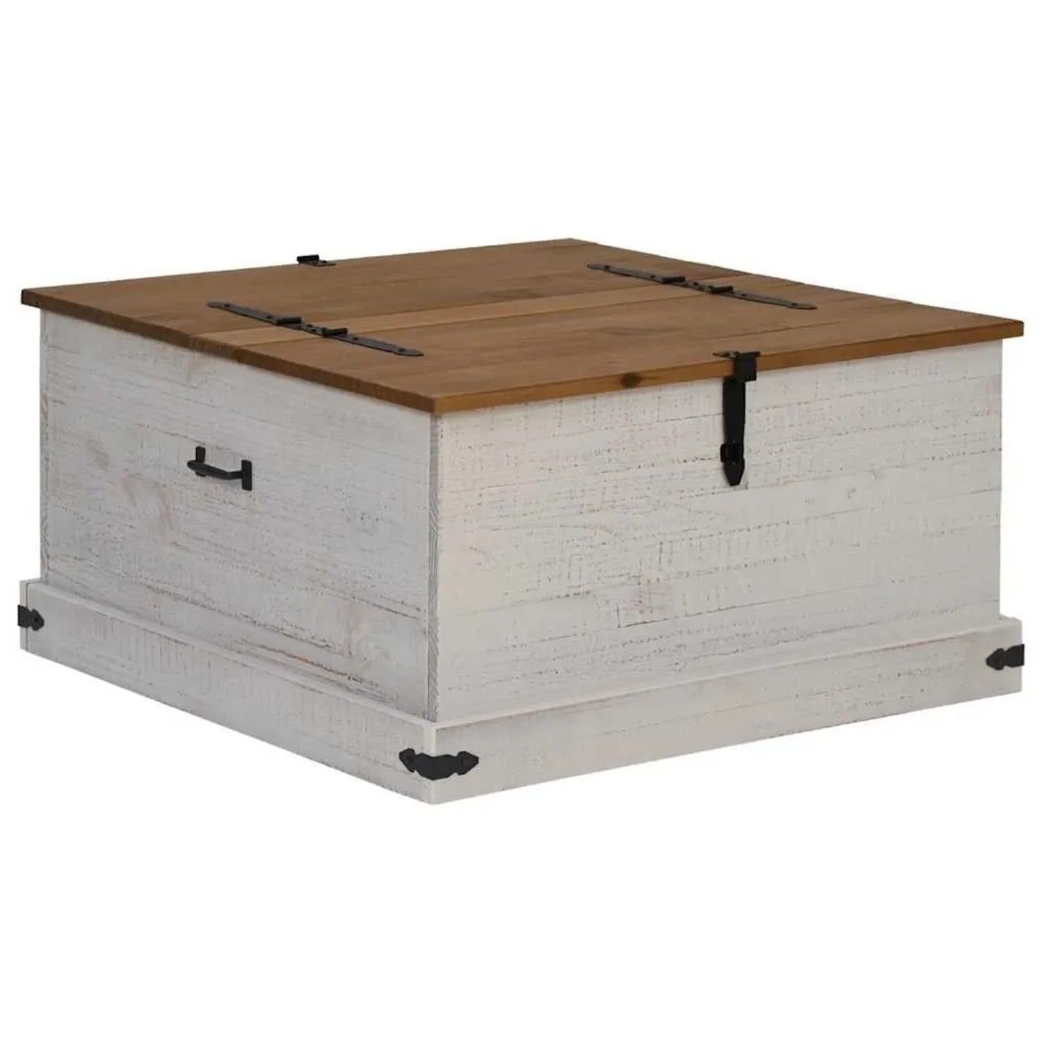 vidaXL Truhe HALDEN Weiß 91x91x47 cm Massivholz Kiefer 4018406