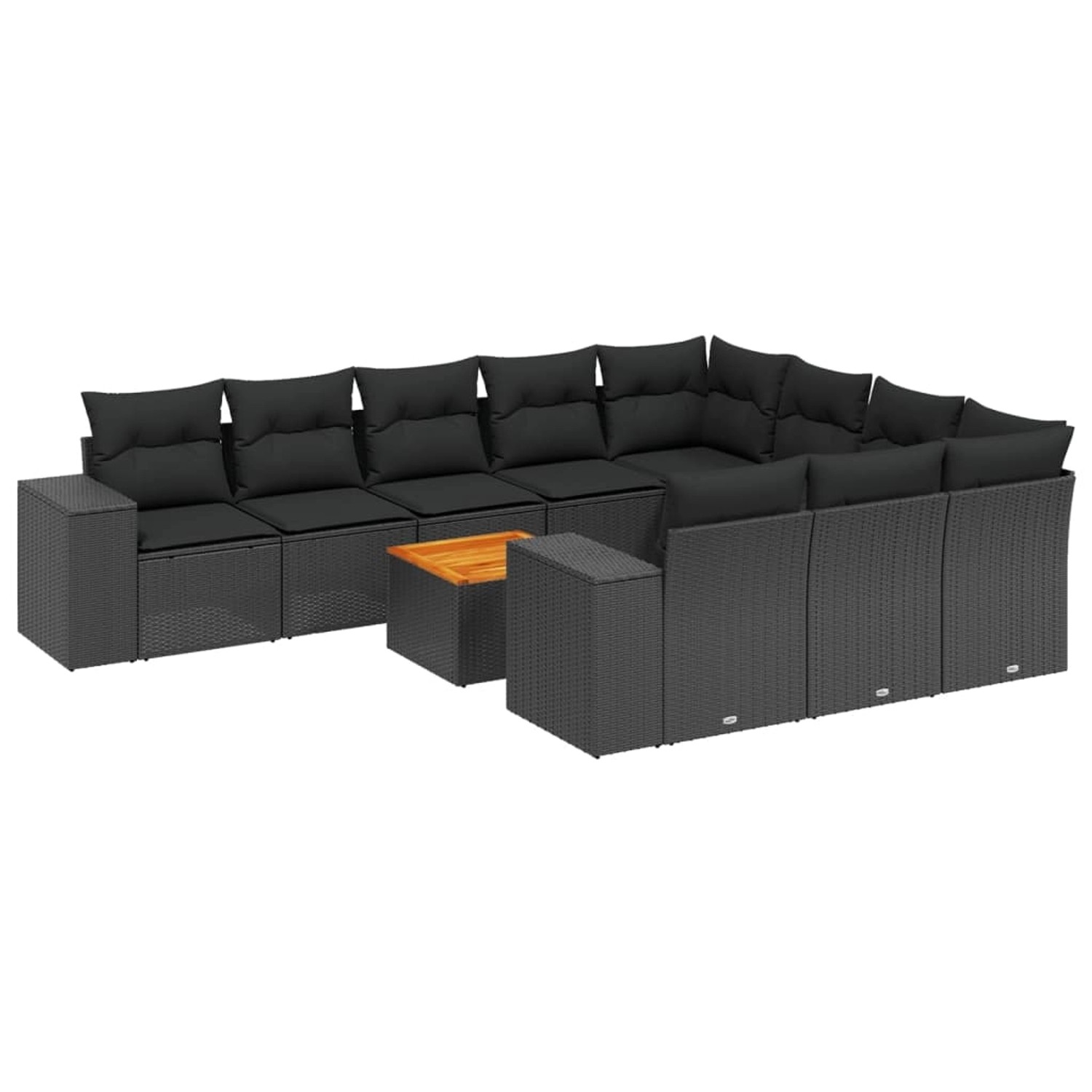 vidaXL 11-Tlg Garten-Sofagarnitur mit Kissen Schwarz Poly Rattan 3257952 günstig online kaufen