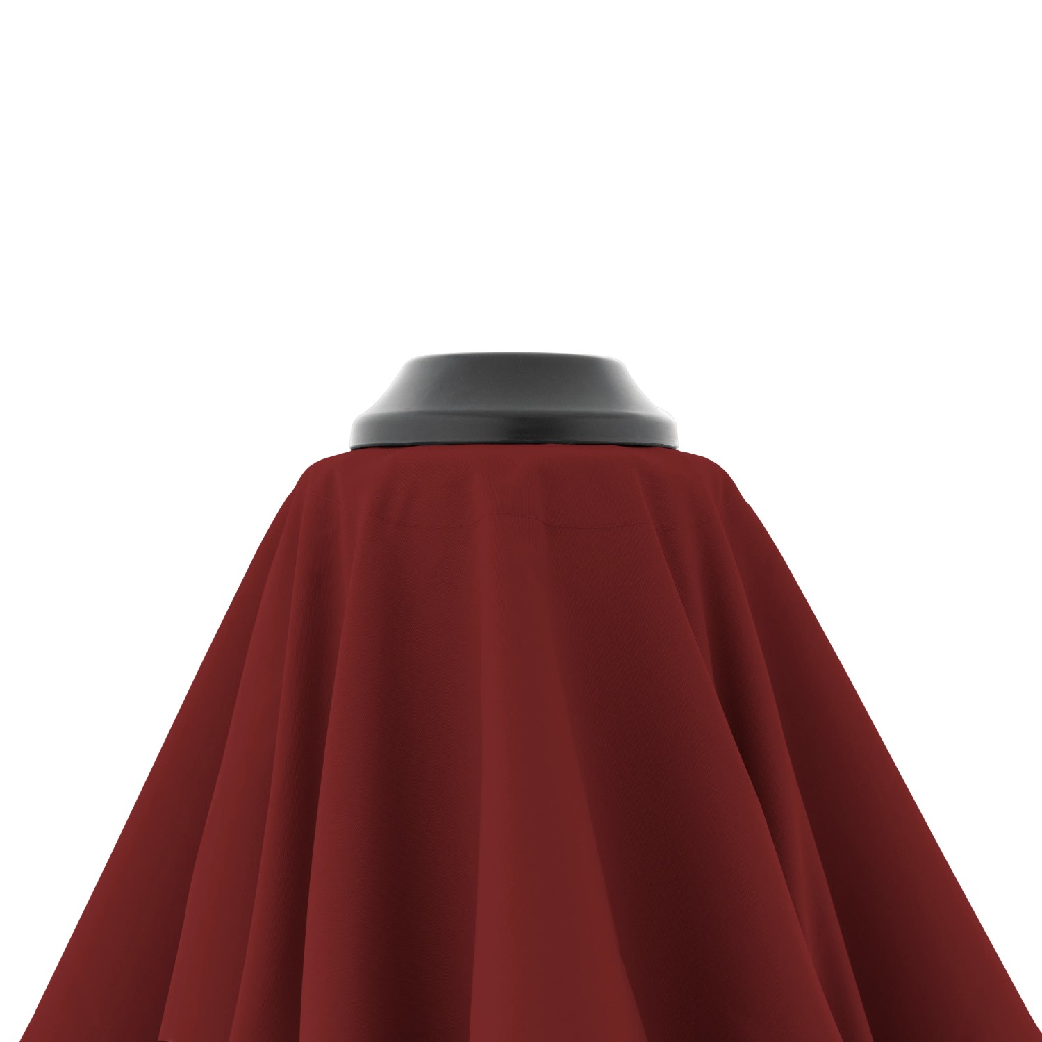 Detailaufnahme: Bordeauxroter Doppler Ampelschirm 310x210 cm mit Kurbelmechanik.