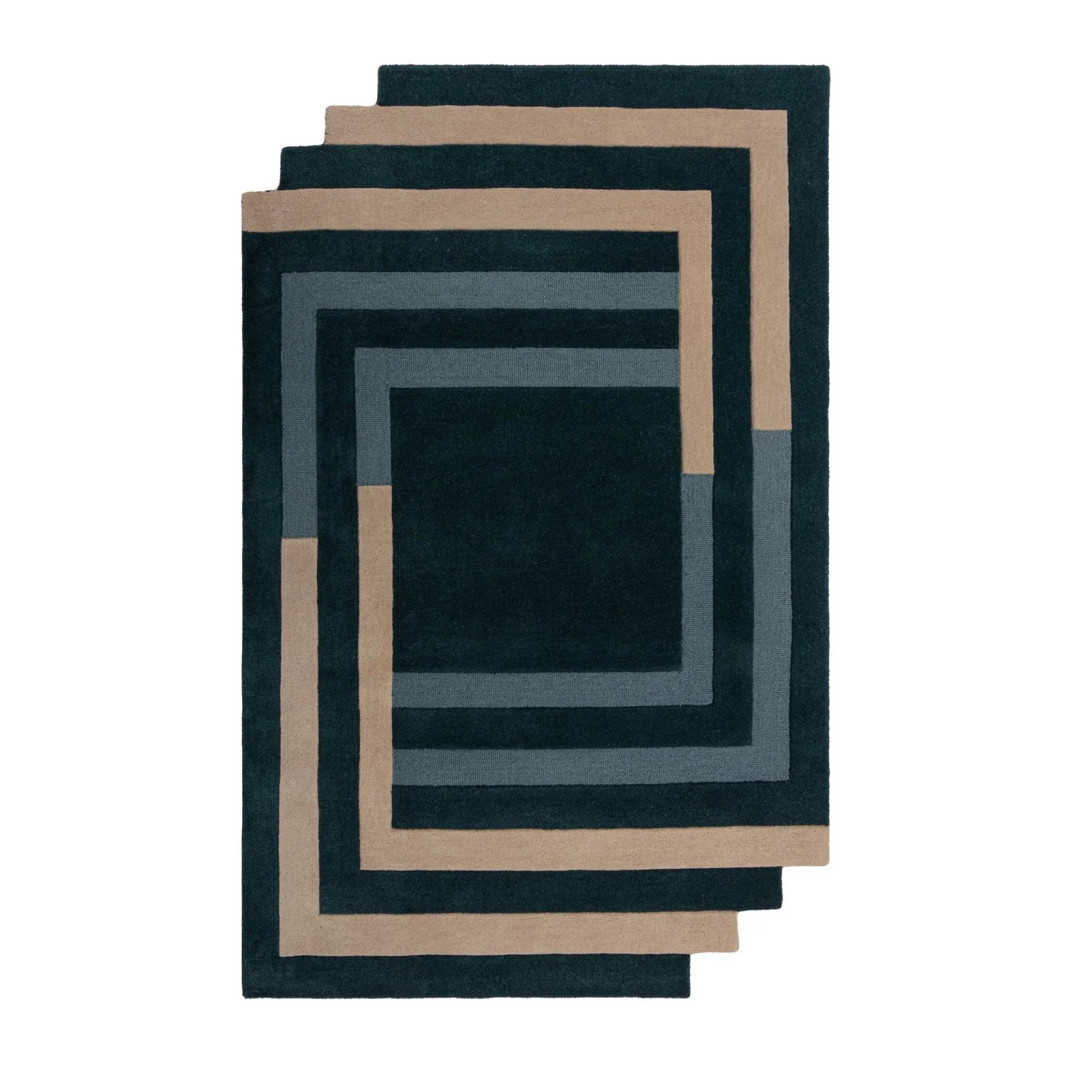 Flair Rugs Wollteppich Labyrinth Shaped 120 cm x 180 cm Blau-Beige