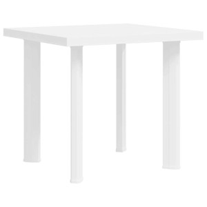 Weißer Furnicato Gartentisch aus Kunststoff, 80x75x72 cm, mit Schirmloch.