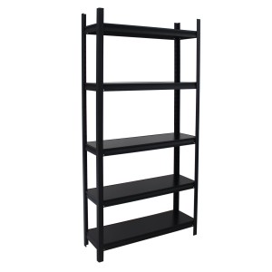 TRUTZHOLM Wohnzimmerregal, 180x90x30cm, Stahl, 5 Böden, Traglast 600kg, schwarz