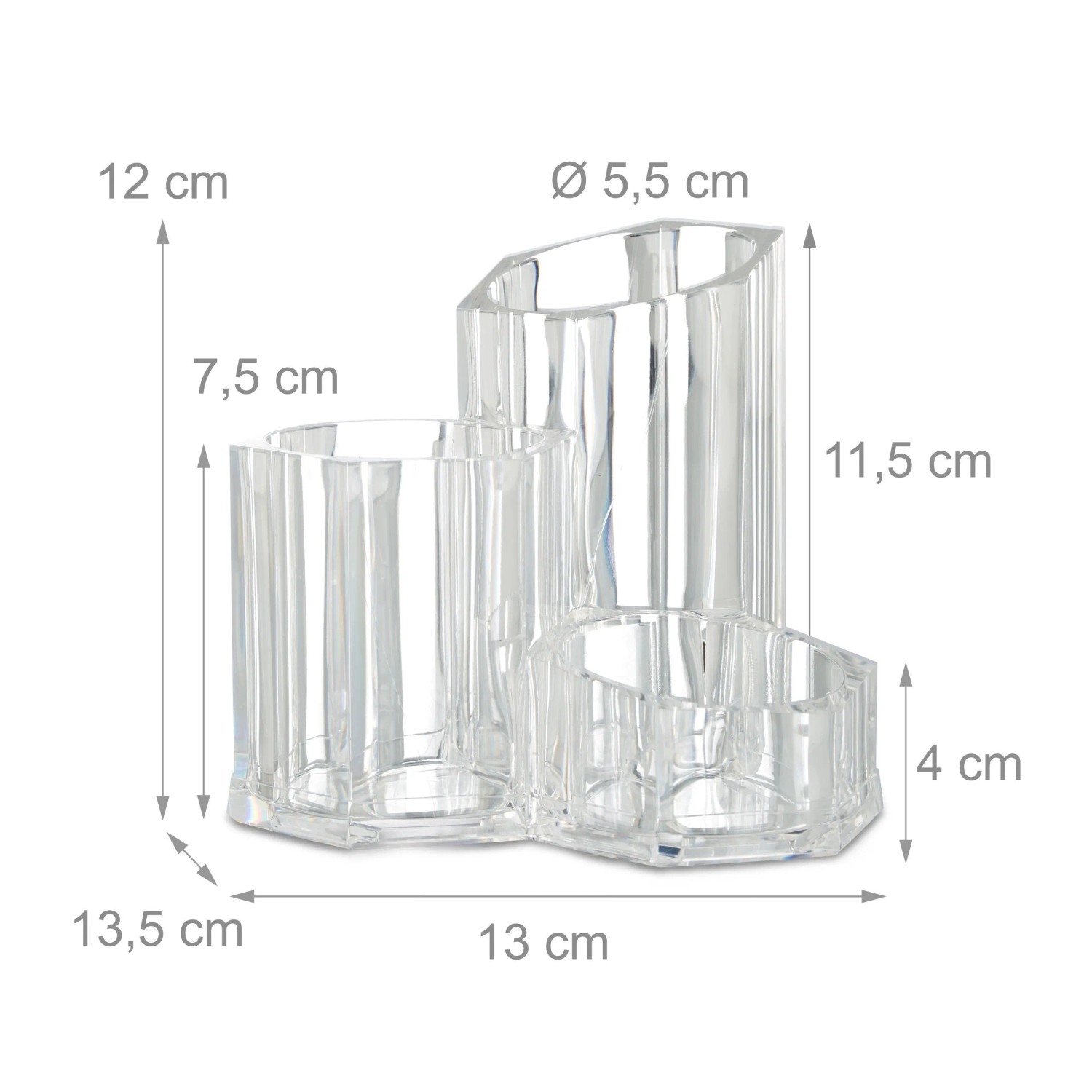 Relaxdays Pinselhalter Acryl Transparent Dreiteilig 12 cm x 13 cm x 13,5 cm_4