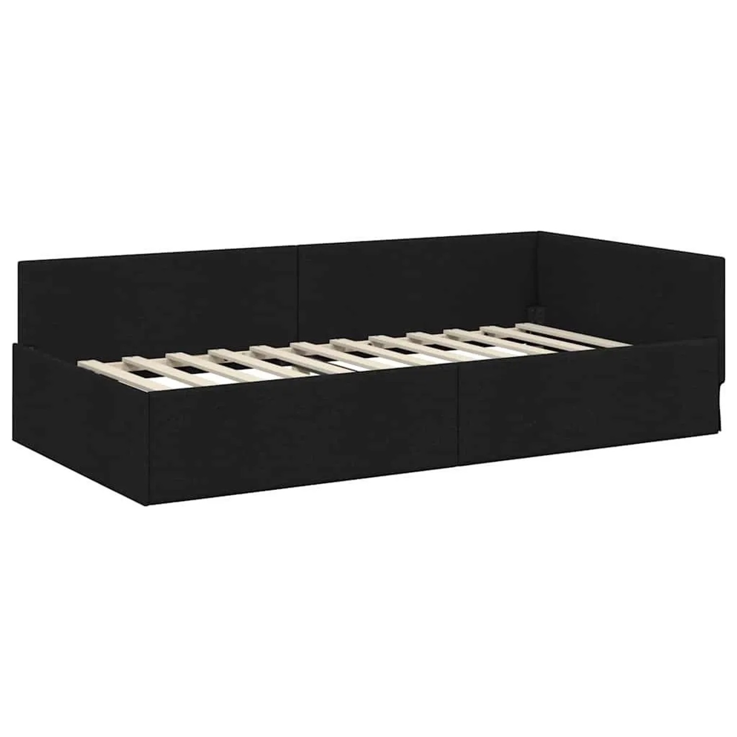 vidaXL Eckbettgestell mit Kopfteil Schwarz 100 x 200 cm Stoff 42016053 günstig online kaufen