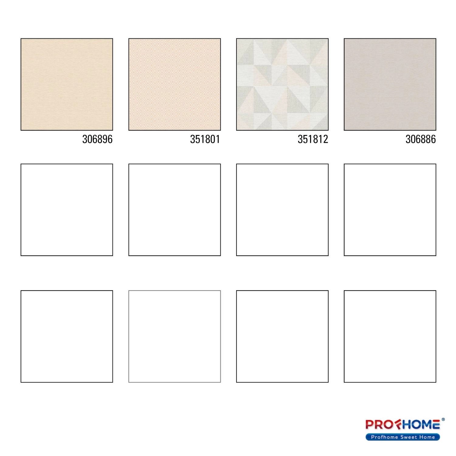 Muster von PROFHOME Tapeten, u.a. Uni Matt Creme (306896-GU). Dekorative Tapeten für Wohnräume.