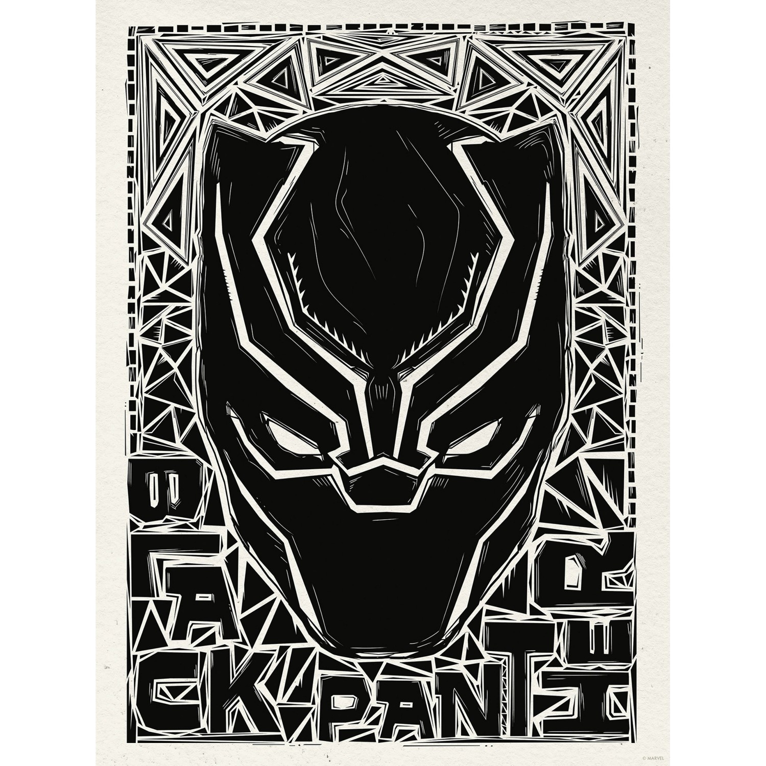 Komar Wandbild Marvel Black Panther Lino-Cut Helmet 30 cm x 40 cm Schwarz-W günstig online kaufen