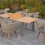 Merxx Gartenmöbelset Imperia, 7-teilig: Ausziehtisch und 6 Sessel mit Auflagen. Akazienholz und Kunststoffgeflecht.