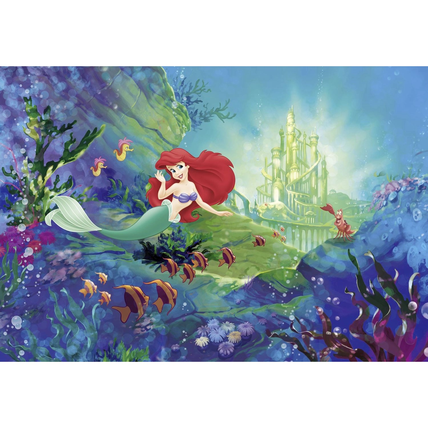 Disney Fototapete Arielles Schloss Blau Grün und Rot 368 x 254 cm 612209