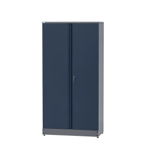 Küpper Hochschrank, 2-türig, dunkelblau, mit 4 Fachböden. Werkzeugschrank für Werkstatt und Garage.