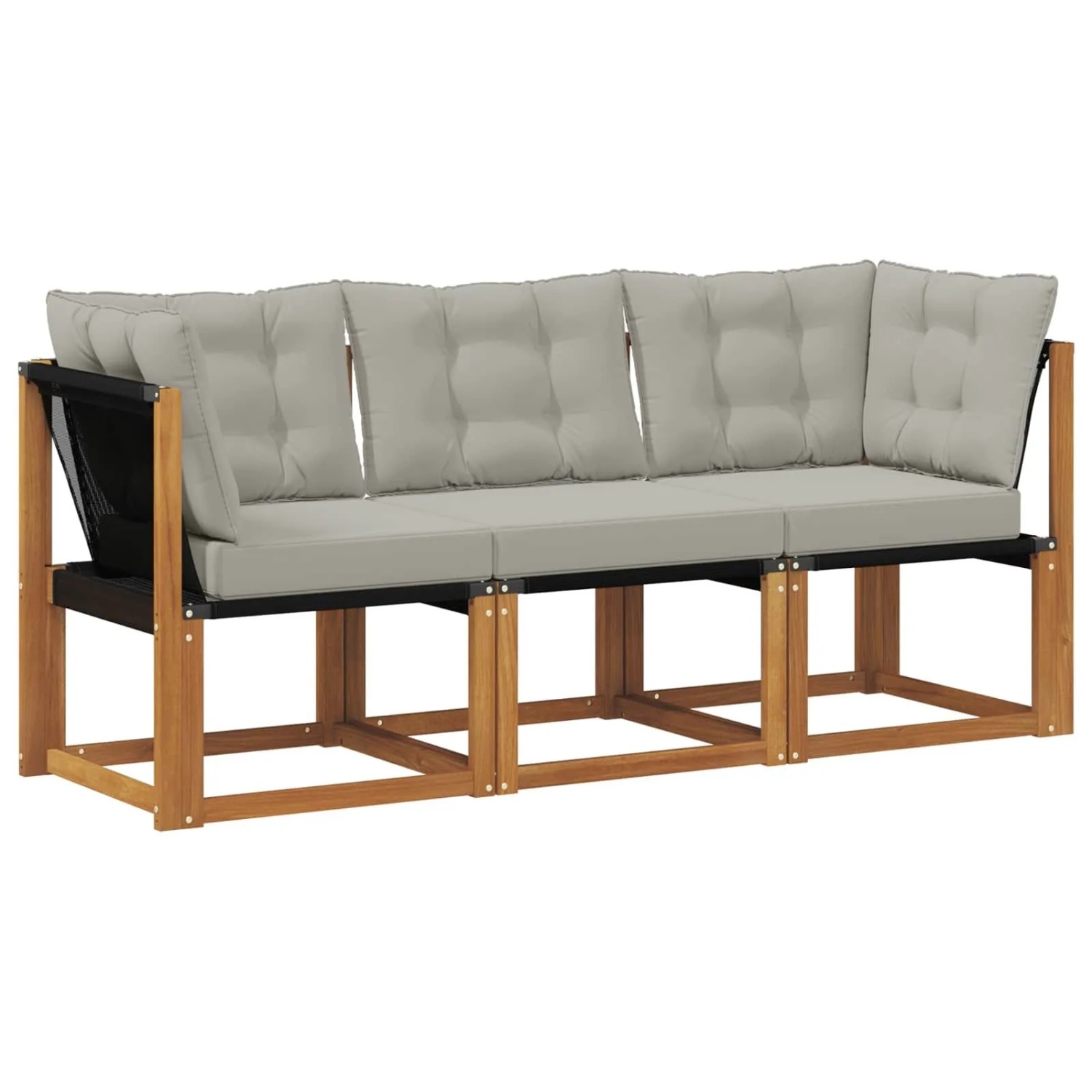 vidaXL Outdoor Mittel- und Ecksofa mit Kissen 3 Stück Natur 900622
