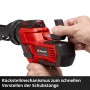 Einhell Akku-Kartuschenpistole: Detailaufnahme des Rückstellmechanismus zur Schubstangenverstellung.