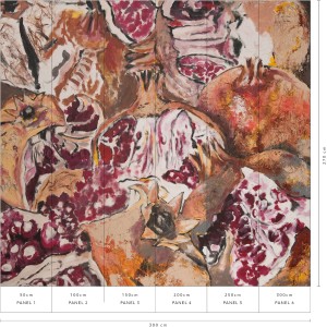 Erismann Fototapete Guido Maria Kretschmer Punica Granatum Rot, Motiv Granatäpfel, 3,0x2,7m.