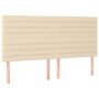 Boxspringbett Creme 200x200 cm mit Stoffbezug und Kopfteil.
