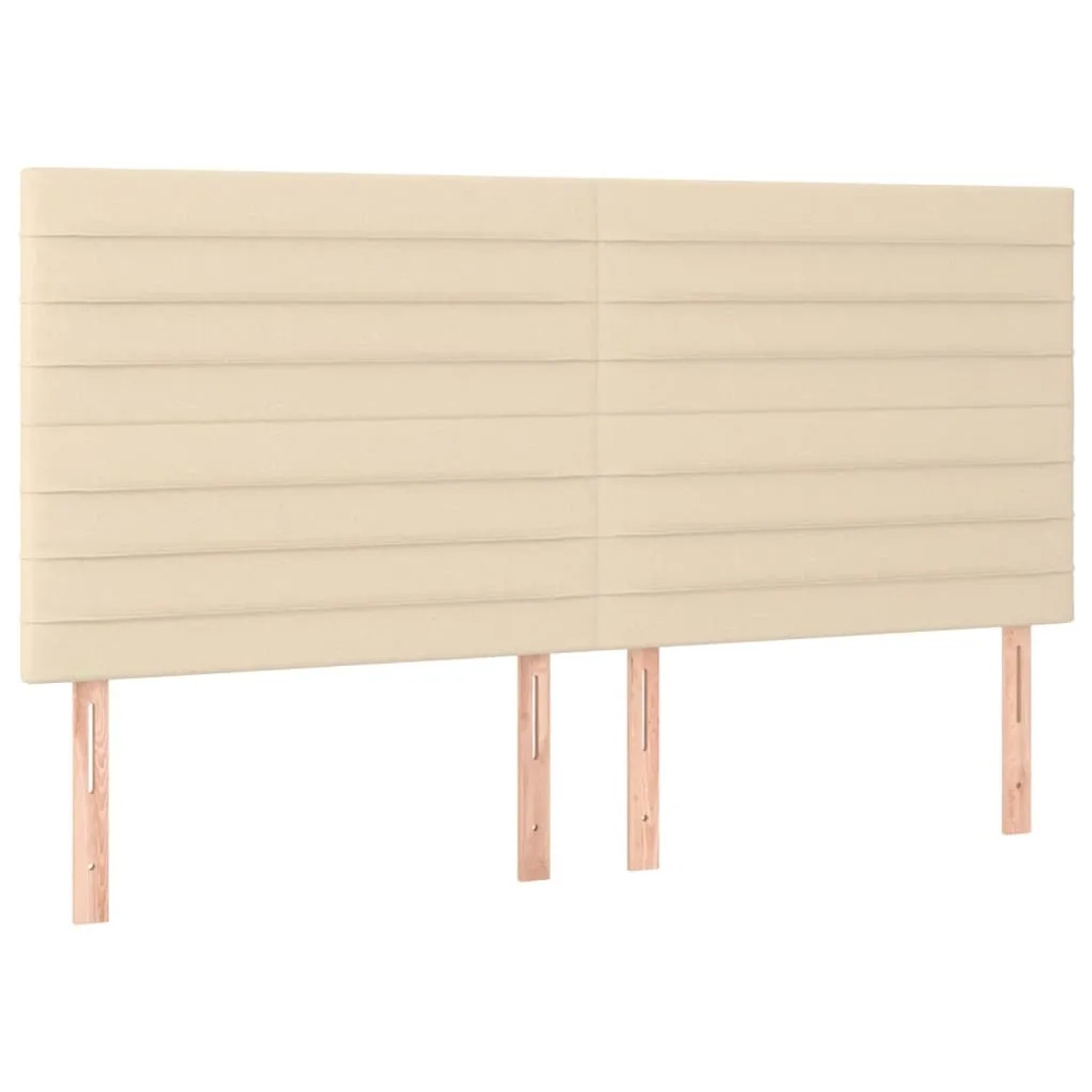 Boxspringbett Creme 200x200 cm mit Stoffbezug und Kopfteil.