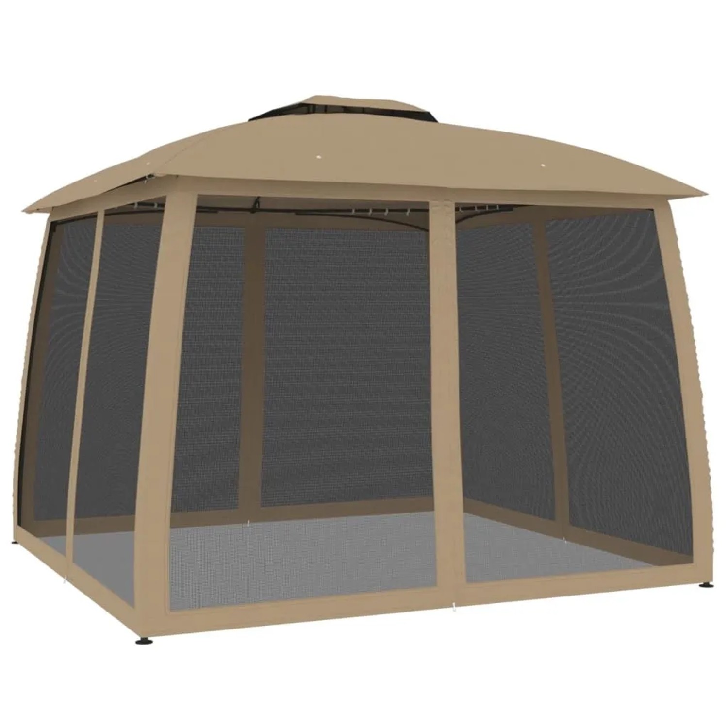 vidaXL Pavillon mit Doppeldach & Netzwänden Taupe 2,93x2,93 m Stahl 368450