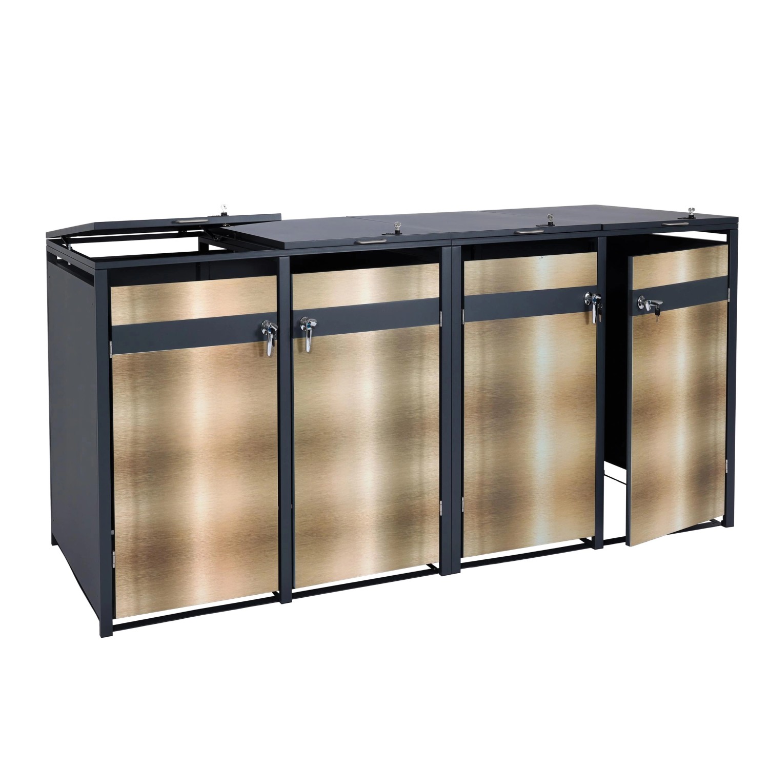 MCW 4er Mülltonnenverkleidung J82 Gold 117x264x80cm