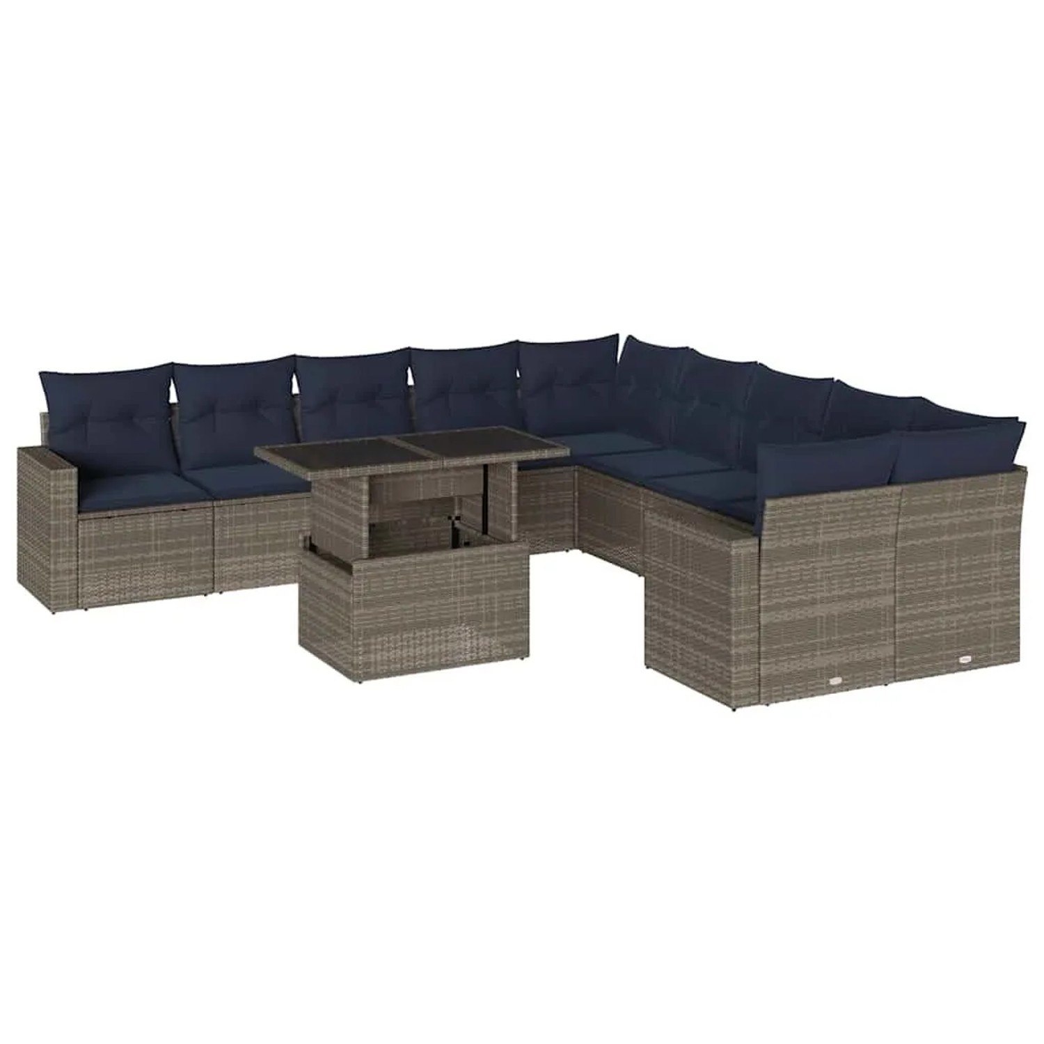 vidaXL 11-Tlg Gartensofa-Set mit Kissen Grau Polyrattan 3267541 günstig online kaufen