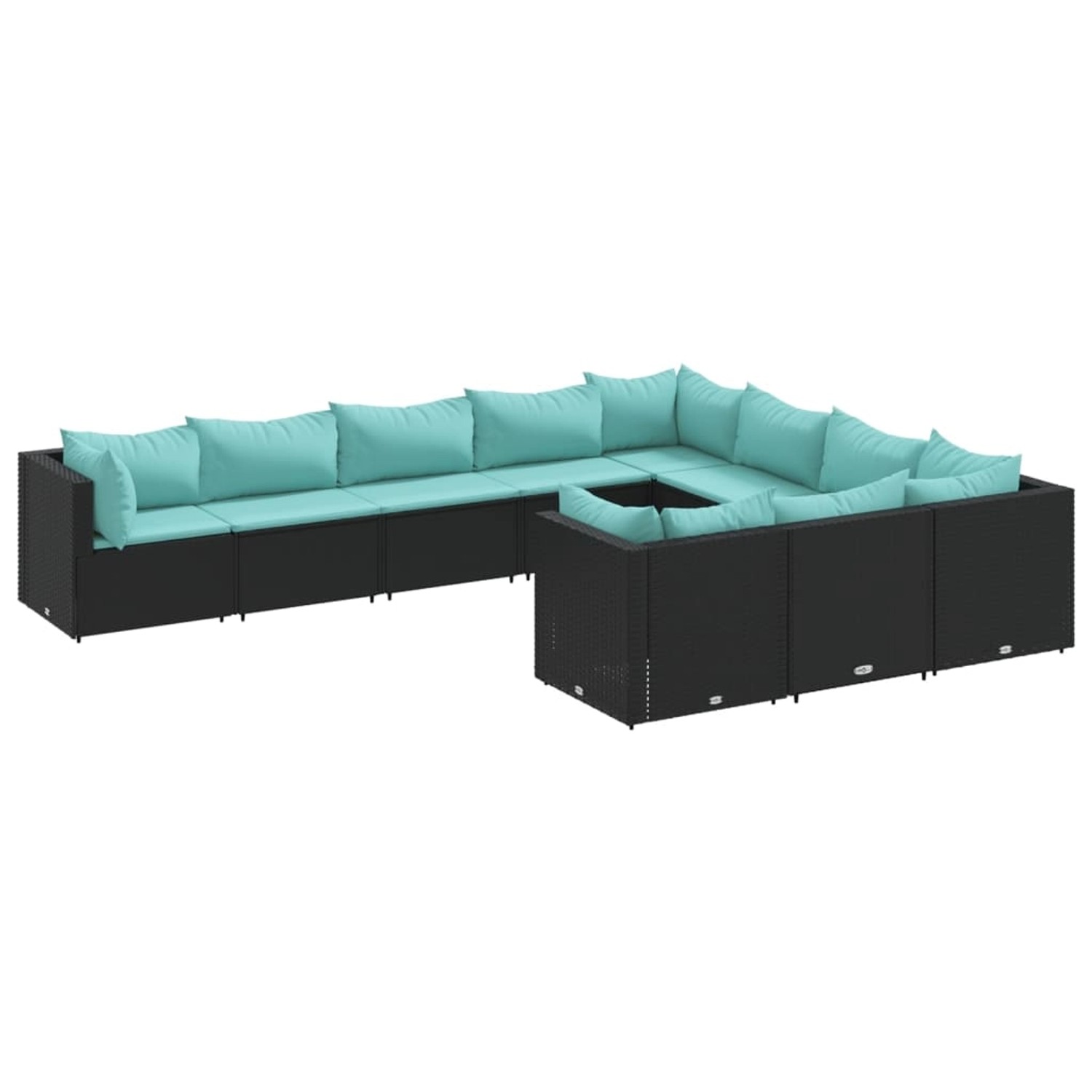 vidaXL 10-Tlg Garten-Sofagarnitur mit Kissen Schwarz Poly Rattan 3308332 günstig online kaufen