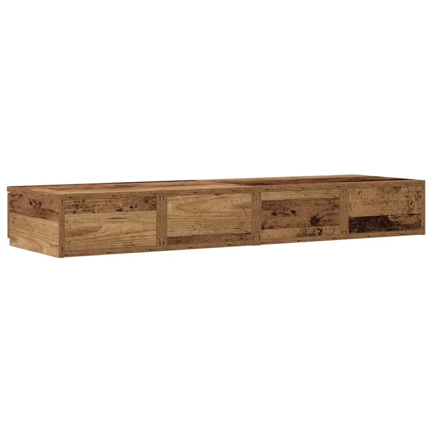 vidaXL Bettschublade aus Holzwerkstoff in Altholz-Optik, 120 cm lang, mit vier Schubladen. Praktische Aufbewahrung.