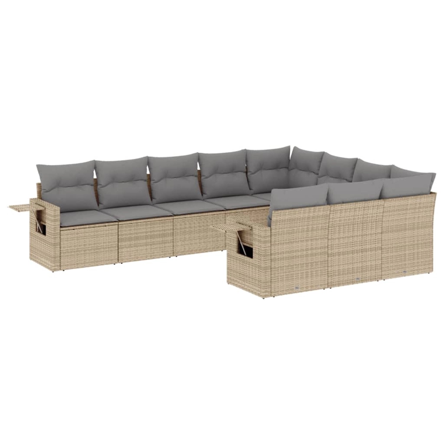 vidaXL 10-Tlg Garten-Sofagarnitur mit Kissen Beige Poly Rattan 3220688 günstig online kaufen