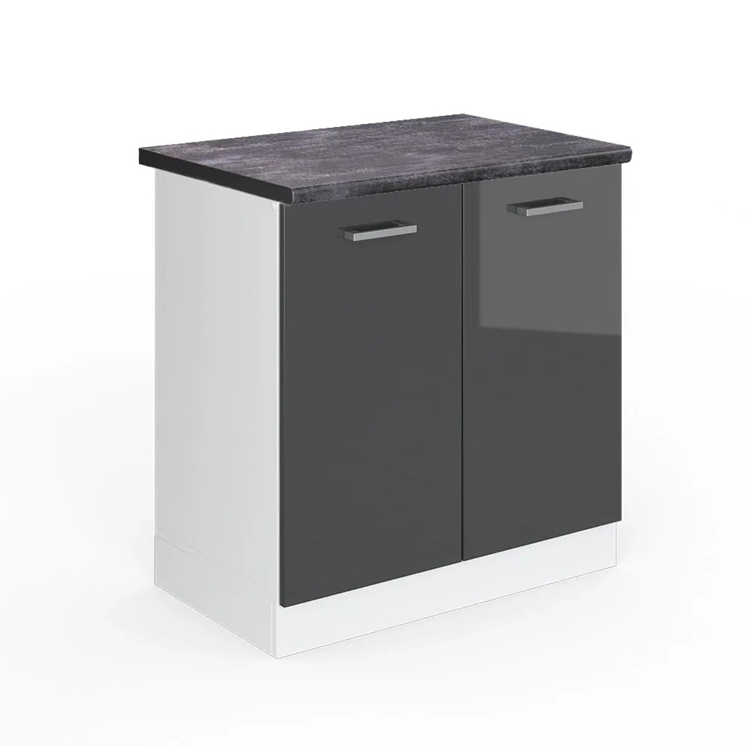 Vicco Spülenunterschrank R-Line Anthrazit Hochglanz Weiß 80 cm AP Anthrazit