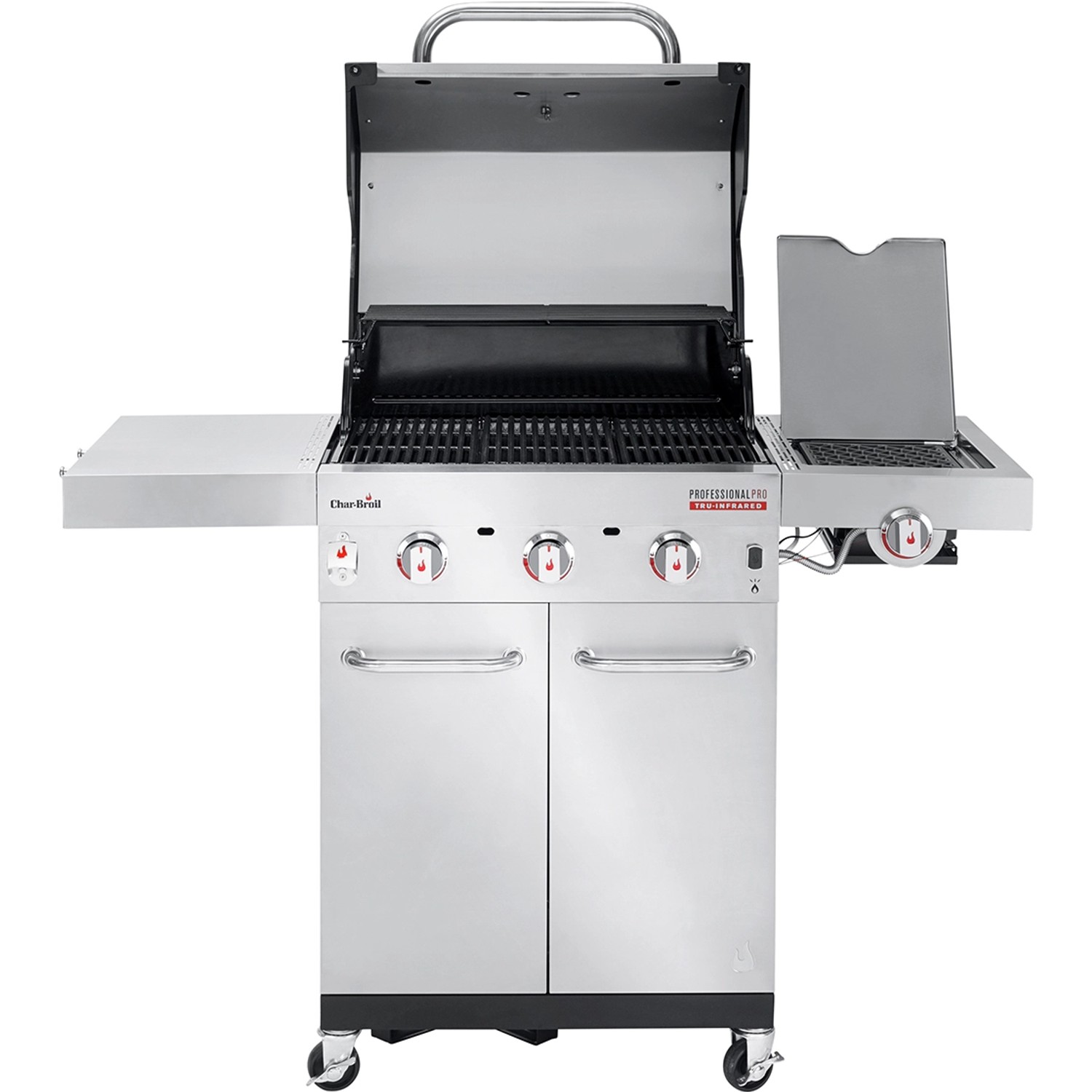 Char-Broil Gasgrill Professional Pro S 3 mit 3 Brennern, Seitenbrenner und Edelstahl-Design.