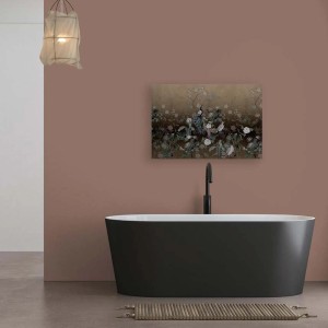 Wandbild Pfau Gold auf Leinwand, asiatisches Design mit Vögeln und Blumen für Wohn- und Schlafzimmer.