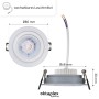 Oktaplex LED Einbauspot Lyon, 3er Set, Aluminium, dimmbar, 2700K, Detailansicht mit Maßangaben.