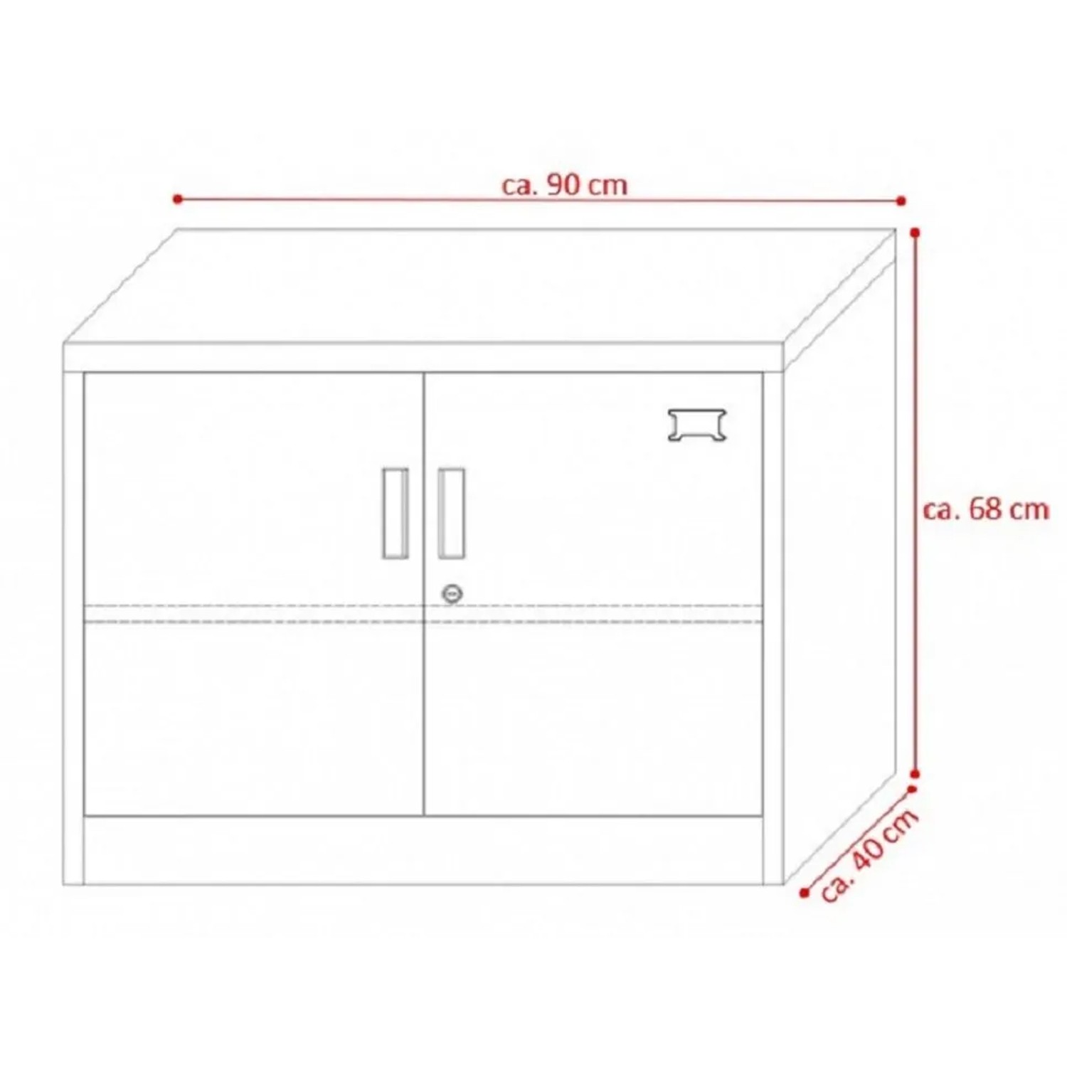 Jet-Line Stahlschrank Saratow, anthrazit, 68x40x90 cm, mit abschließbaren Türen und Maßangaben.