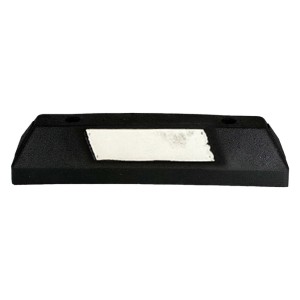 Schwarzer UvV Ecopark Radstopper/Parkstopper aus Recyclingmaterial mit weißem Reflektor, 55 cm lang.