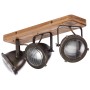 Brilliant Spot Carmen: 3-flammige Deckenleuchte aus Holz und Stahl in Burned Steel Optik.