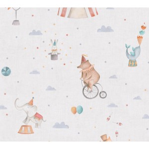 A.S. Creation Vliestapete Zirkus mit Zirkustieren in Beige-Bunt für Kinderzimmer.