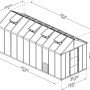 Technische Zeichnung: Palram Canopia Glory 6x2.5 Gewächshaus in Anthrazit mit Maßen.