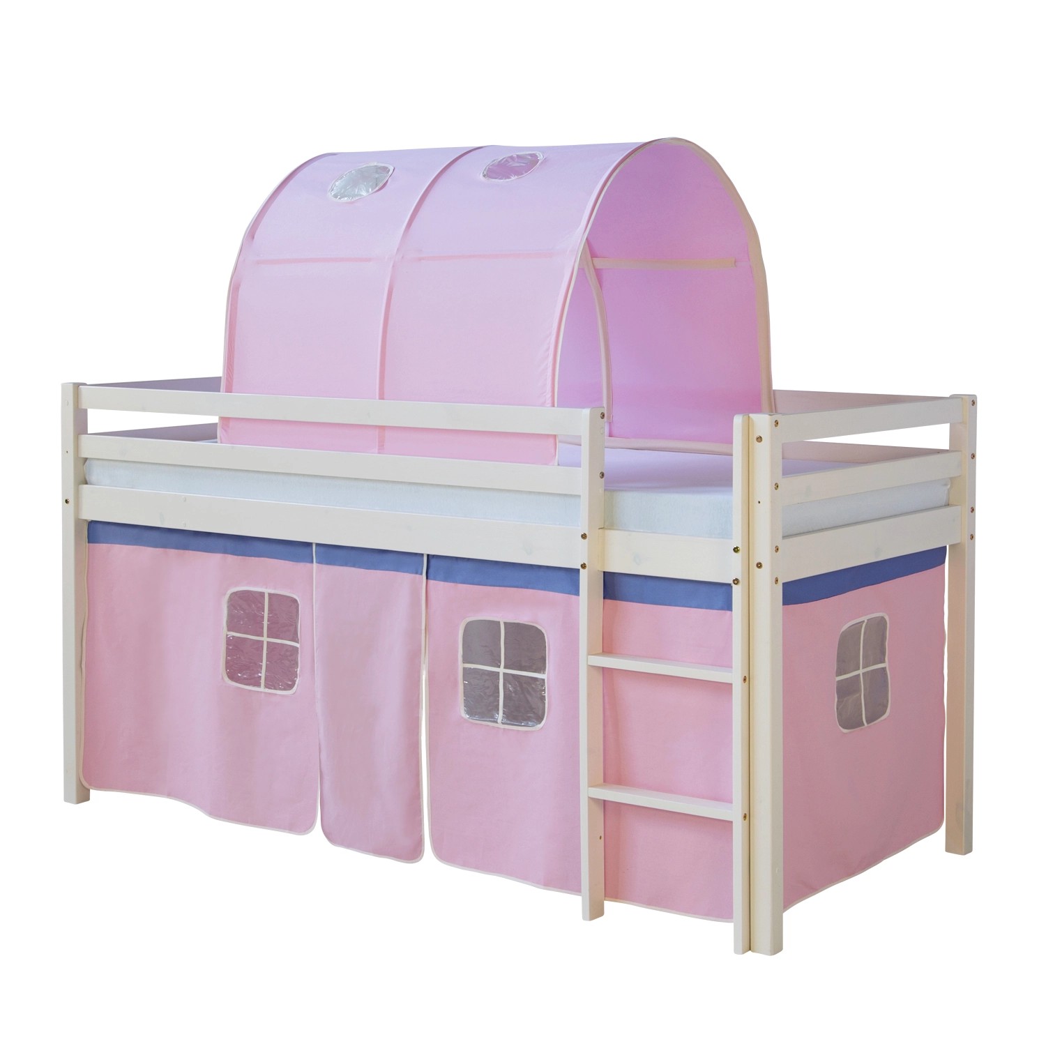 Thumbnail - Homestyle4u Hochbett 90x200 Vorhang Rosa 1559