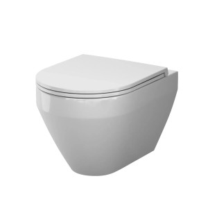 Weißes AM.PM Wand-WC mit Softclosing Sitzabdeckung. Modernes, spülrandloses Hänge-WC aus Sanitärporzellan.