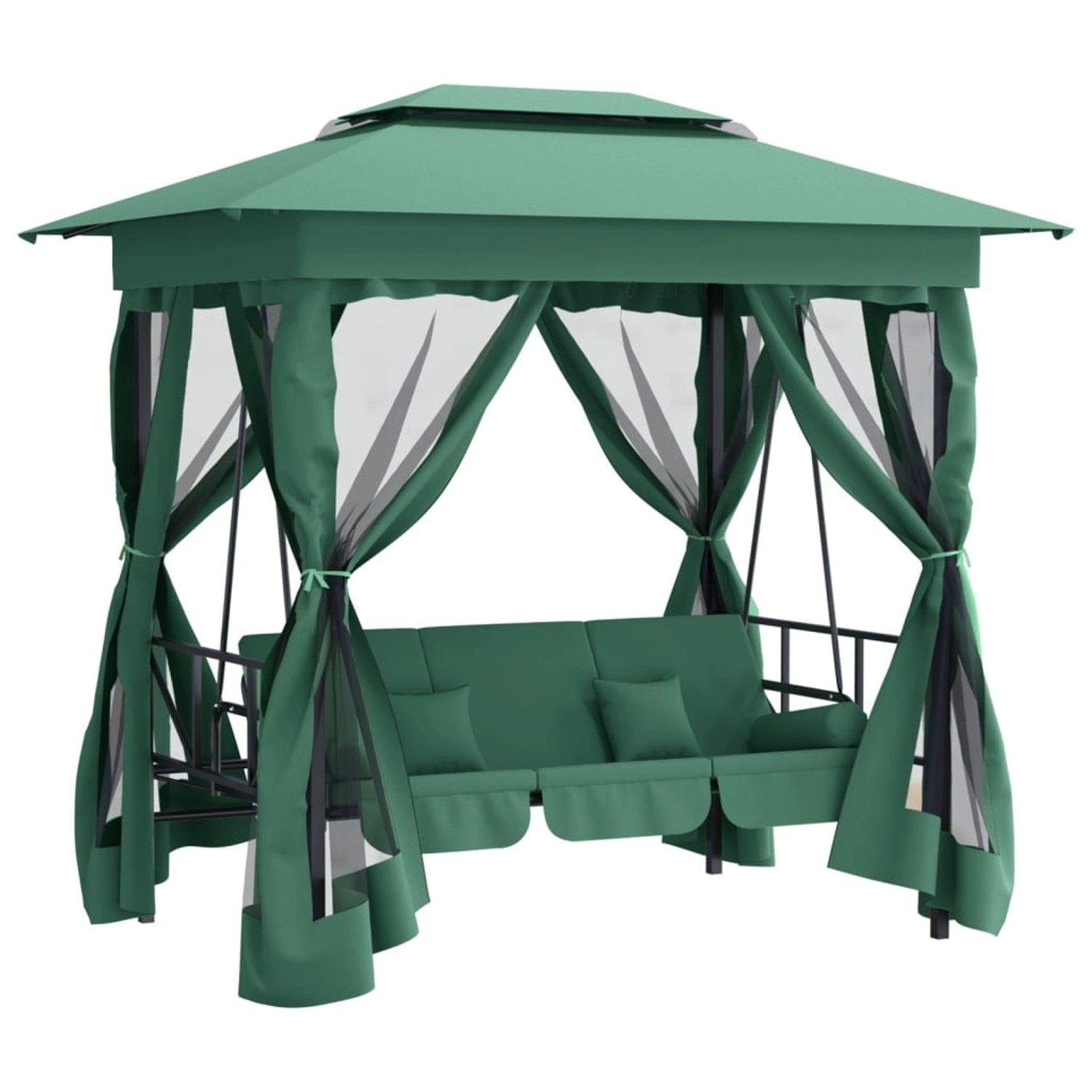 vidaXL Gartenpavillon mit Hollywoodschaukel Grün Stoff & Stahl 363327 günstig online kaufen