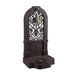 Relaxdays Standbrunnen Aluminium Dunkelbraun Gold 74 cm x 35,5 cm x 30 cm