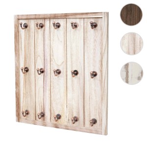 MCW Tassenhalter Monaco Natur, Wandregal mit 15 Haken im Shabby-Look.