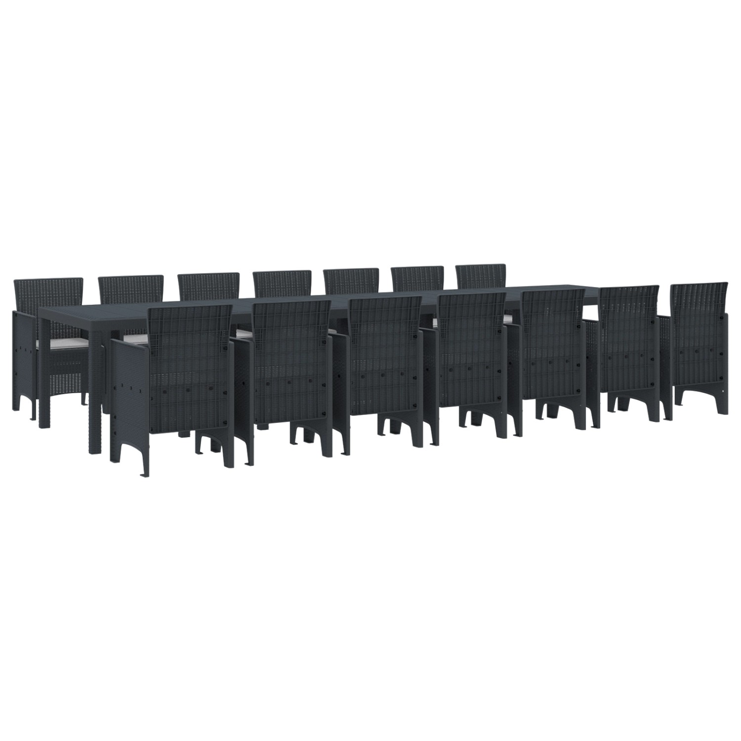vidaXL Garten Essgruppe 15-Tlg Anthrazit Poly Rattan 3378794 günstig online kaufen