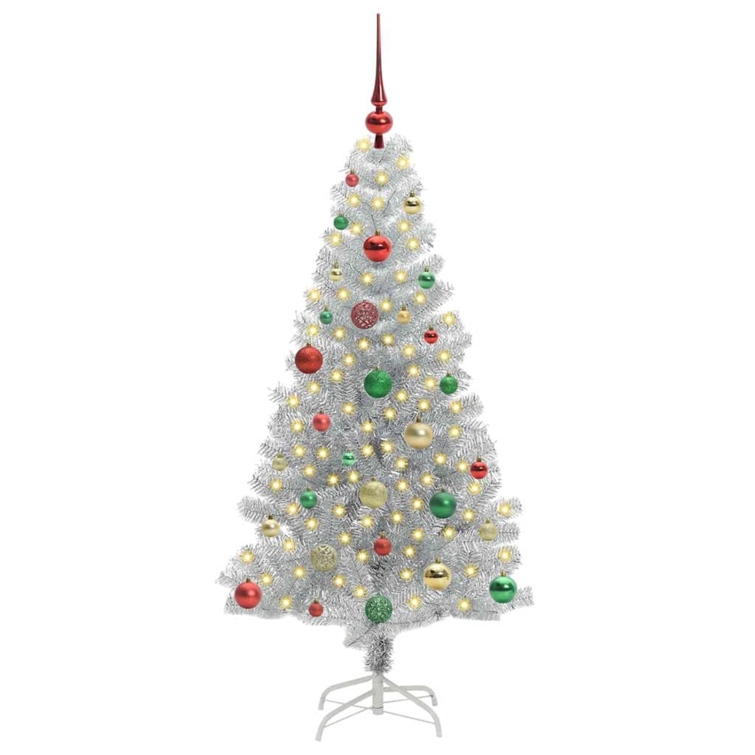 vidaXL Weihnachtsbaum mit 150 LEDs mit Ständer Silber 150 cm PET 3396669