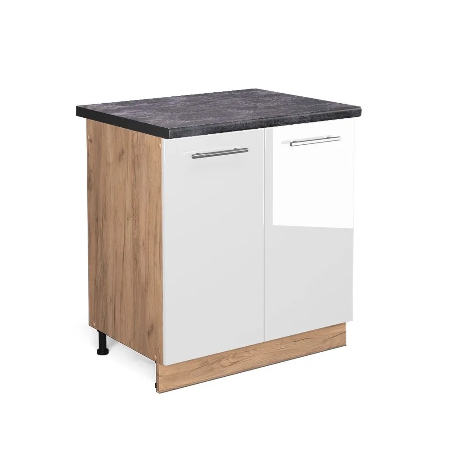 Vicco Spülenunterschrank Fame-Line Weiß Hochglanz Goldkraft Eiche 80 cm AP Anthrazit