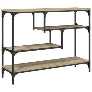 vidaXL Konsolentisch Sonoma-Eiche mit Metallrahmen und drei Ablagen.
