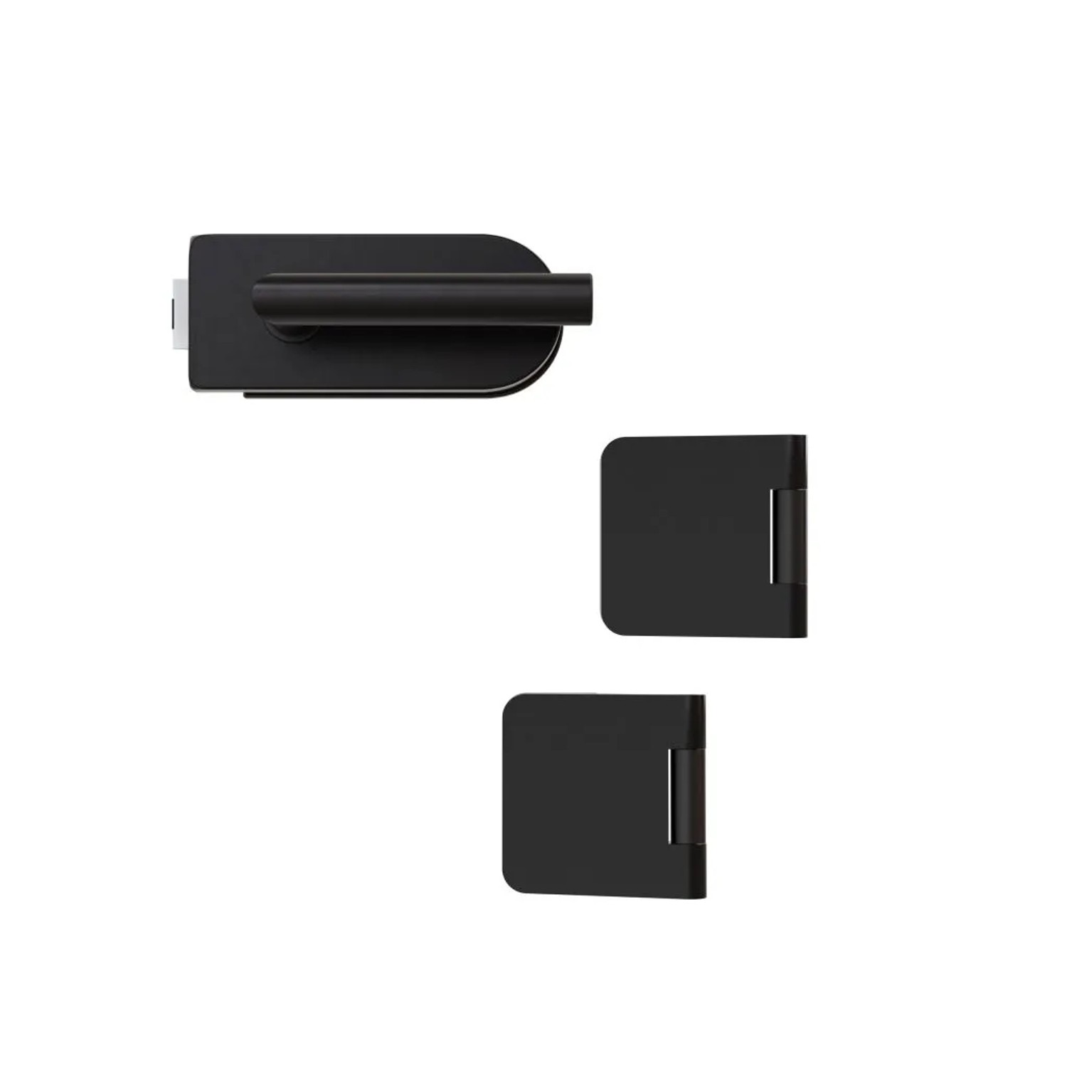 Hansaglas Glastürbeschlag Studio/Office Unverschließbar Gerundet Glastür Beschlag-Set Schwarz