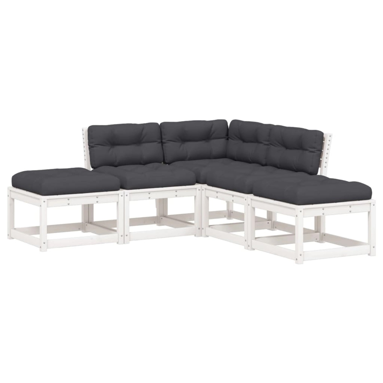 vidaXL 5-Tlg Garten-Sofagarnitur mit Kissen Weiß Massivholz Kiefer 3216961 günstig online kaufen