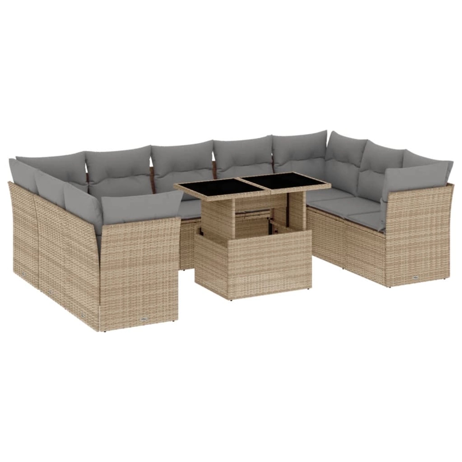 vidaXL 10-Tlg Garten-Sofagarnitur mit Kissen Beige Poly Rattan 3266819 günstig online kaufen