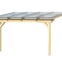 Skan Holz Terrassenüberdachung Ancona, 434x350 cm, mit klarer Polycarbonat-Eindeckung und Holzpfosten.