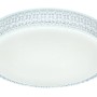 Weiße LED-Deckenleuchte Ovi von Globo, Ø 40 cm, mit Acryl Opal Sparkle und Kunststoffkristallen.